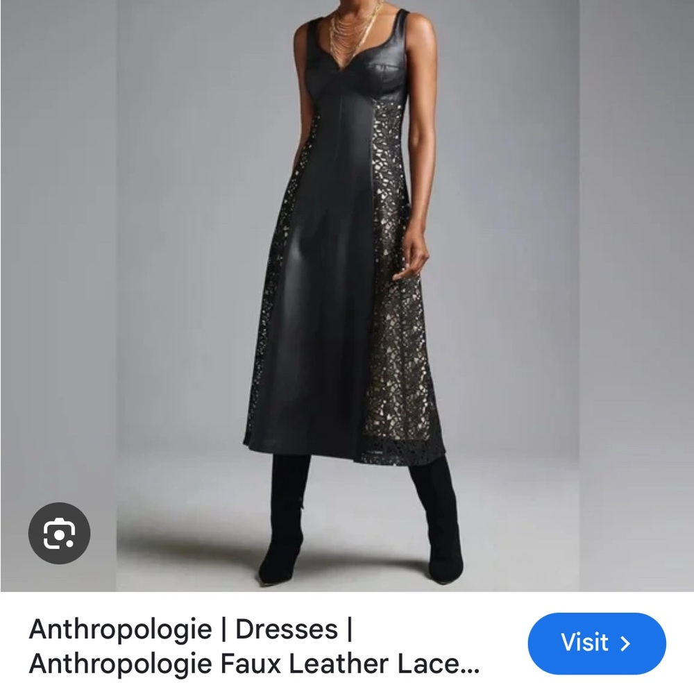Anthropologie Black Lace Midi Dress